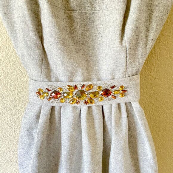 Banana Republic Dress 4P Gray Jewel Strapless Holiday Party Fit & Flare FLAW - Picture 2 of 9